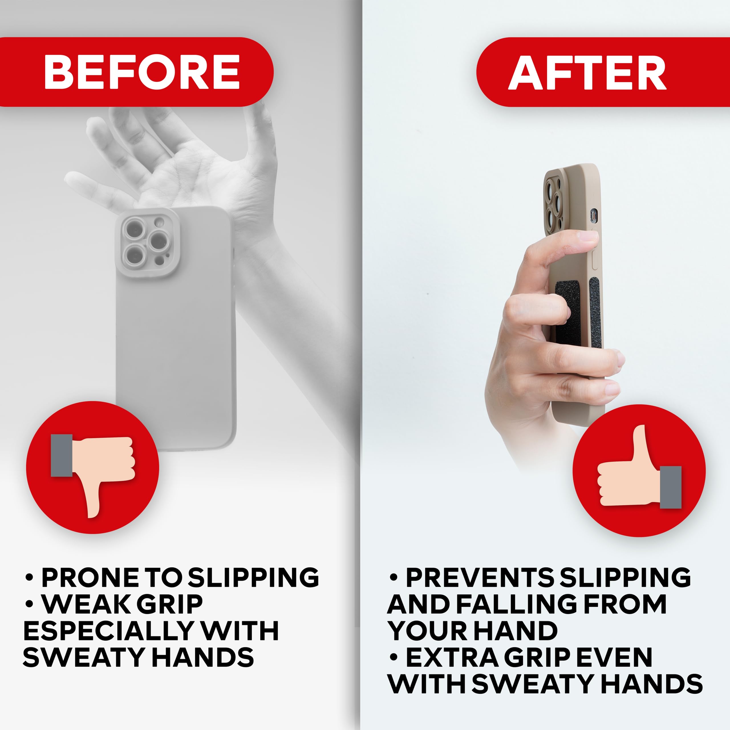 Xfasten Grip Tape Stickers For Phone Black 13 Pc Sure-Grip Non-Abrasive Adhesive Cell Phone Grip Tape For Back Of Phone Case, La